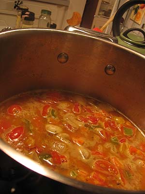 Simmering soup