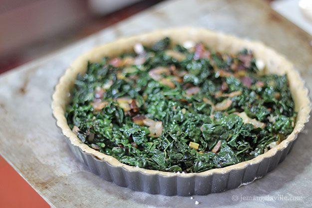 Kale, Feta and Onion Quiche (in an Olive Oil Crust)