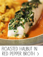 Roast Halibut in Red Bell Pepper Broth